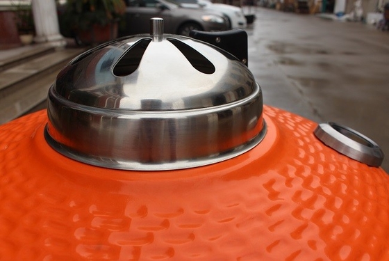 Panggangan Keramik Orange Kamado 57 * 65cm Aksesori Stainless Steel BBQ