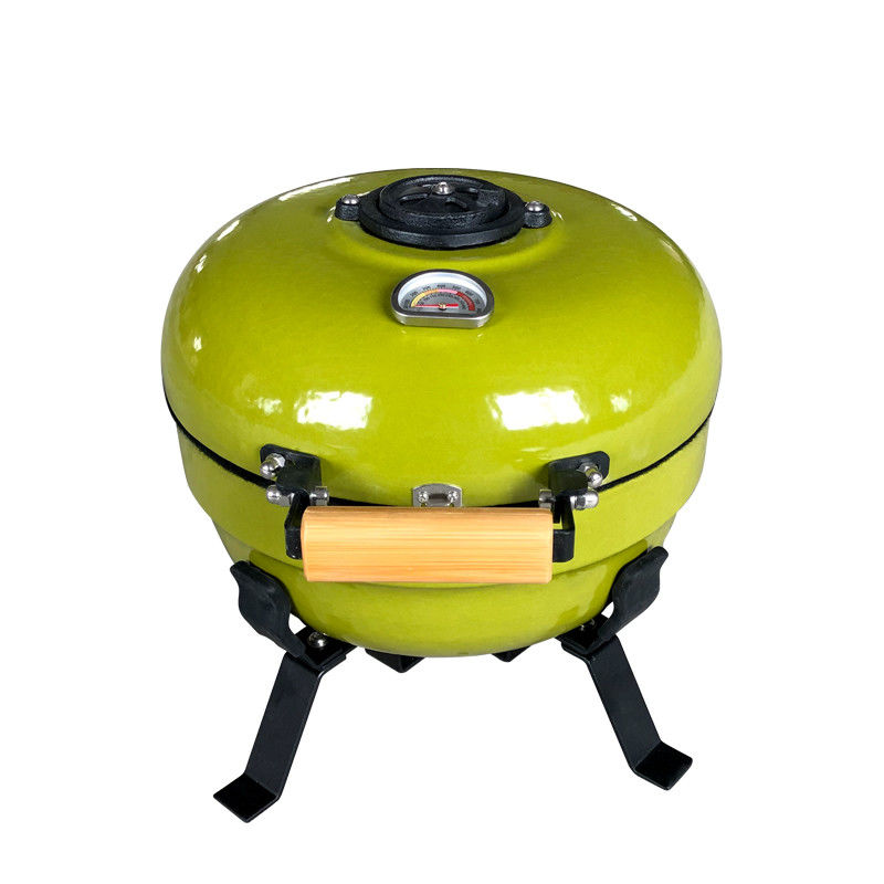 Warna Hijau Mini Kamado Grill Lipat Barbecue Arang Grills 45 5 X 30 5 X32 Cm