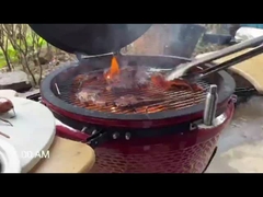 Ceramic Pizza Charcoal Kamado Grill 27 Inch BBQ Bamboo Sidetable 304