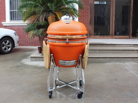 Panggangan Keramik Orange Kamado 57 * 65cm Aksesori Stainless Steel BBQ