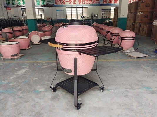 Arang 22 Inch Pink Ceramic Kamado Grills BBQ Bamboo Handlele