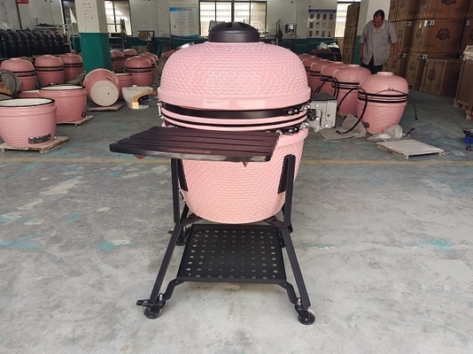 Arang 22 Inch Pink Ceramic Kamado Grills BBQ Bamboo Handlele
