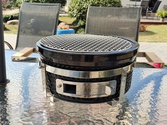 Meja Keramik Hitam Kamado Grill BBQ Peralatan Dapur Stainless Steel
