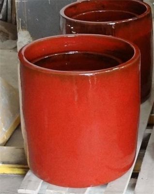 Pot Bunga Keramik Bulat Merah 50x50cm Besar Luar Ruangan