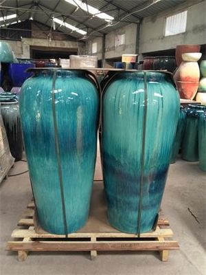 Pot Keramik Luar Ruangan 44x88cm, Pot Keramik Besar Hijau Untuk Tanaman Luar Ruangan